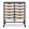Science Bench Height Double Trolley with 12 Shallow Trays