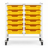 Science Bench Height Double Trolley with 12 Shallow Trays