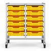 Science Bench Height Double Trolley with 12 Shallow Trays