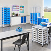 Science Bench Height Double Trolley with 12 Shallow Trays