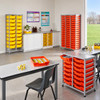 Science Bench Height Double Trolley with 12 Shallow Trays