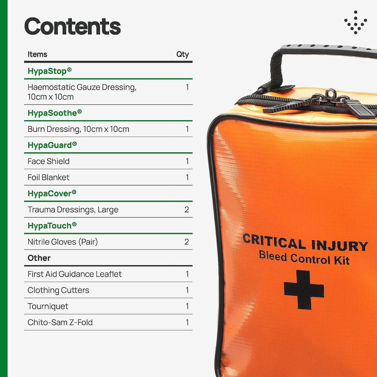 Personal Trauma Kit with Chito-SAM 100 Z-Fold Dressing – British