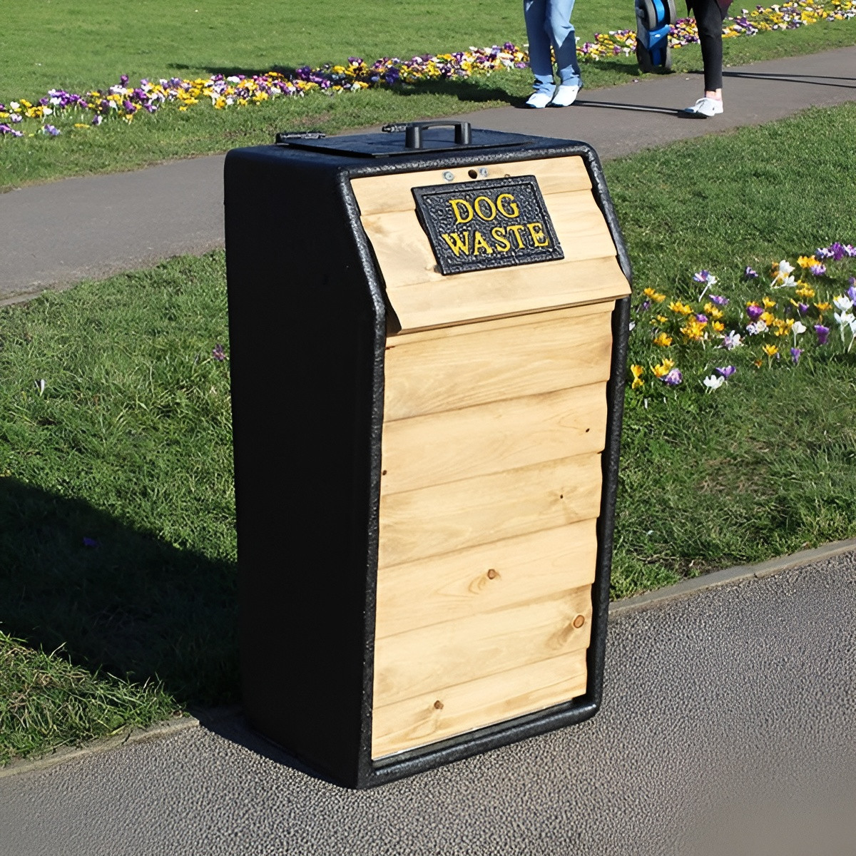 Timber Fronted Dog Waste Bin | Stylish Park Waste Solutions