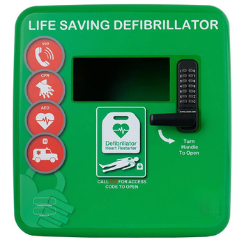 Outdoor Defibrillator Cabinet - Keypad Lock - Heater and LED Light - Green
