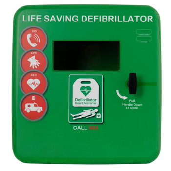 Outdoor Defibrillator Cabinet - Unlocked - Heater and LED Light - Green