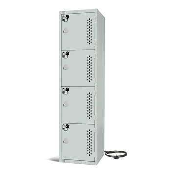 Four Door Tool Charging Locker – 1800H × 450W × 500D, 3-Pin Socket, Key Lock, Flat Top