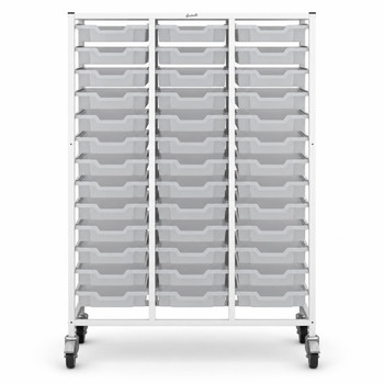 Medical Mid Treble Trolley with 39 Shallow Antimicrobial Trays