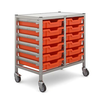 Dynamis Low Double Trolley with 12 Shallow Trays