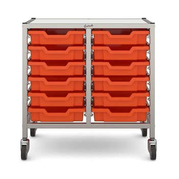 Dynamis Low Double Trolley with 12 Shallow Trays
