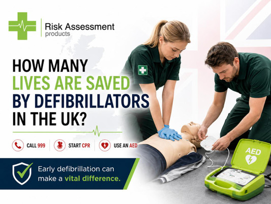 How many lives are saved by defibrillators in the UK?