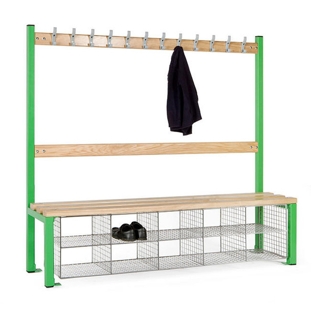 Risk Assessment Products Single Sided School Cloakroom Island Seating Plus 10 Compartments 1370(h) x 400(d) x 1500(l)mm 