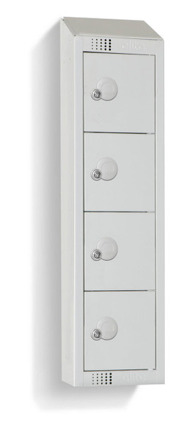 Risk Assessment Products Four Door Personal Effects Locker with Sloping Top (Wall Mountable) 920/990 x 250 x 160mm 