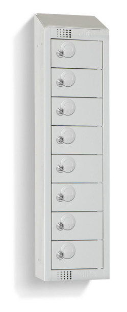 Risk Assessment Products Eight Door Personal Effects Locker with Sloping Top (Wall Mountable) 920/990 x 250 x 160mm 