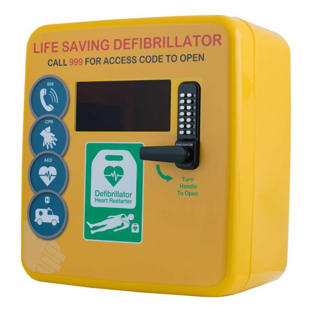 Risk Assessment Products Outdoor Defibrillator Cabinet - Keypad Lock - Heater and LED Light - Yellow 