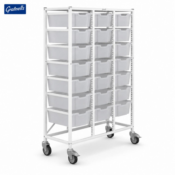 Medical Mid Treble Trolley with 21 Deep Antimicrobial Trays