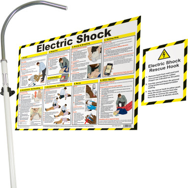 Electric Shock Rescue Hook with Poster and Sign