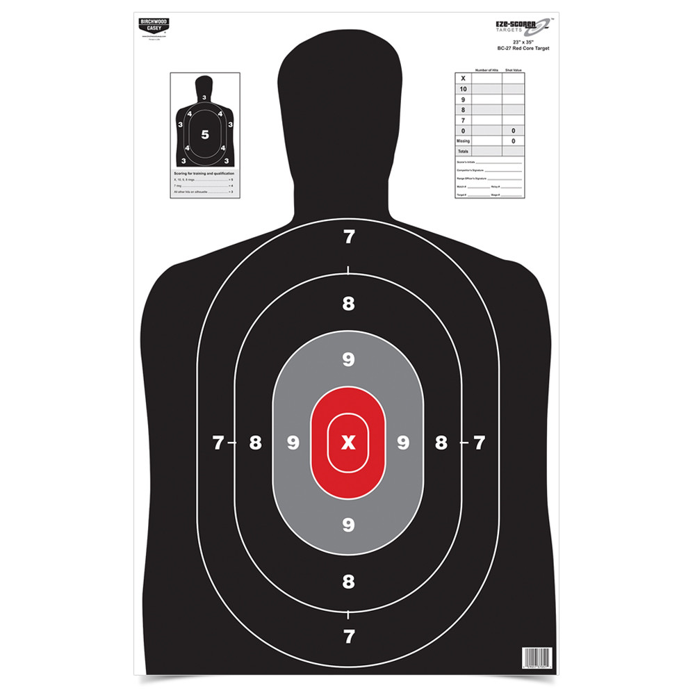 TARGET レベル Eze-Scorer 23X35 BC27 Red Core 100 Targets - Birchwood Casey