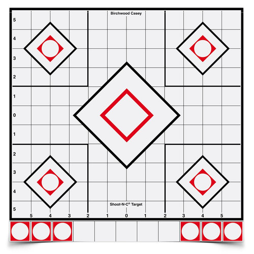 Shoot•N•C®  12 Inch White / Black Sight-In, 5 Targets - 55 Pasters