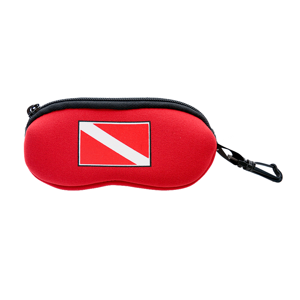 Neoprene Dive Flag Eyeglass Case - Red