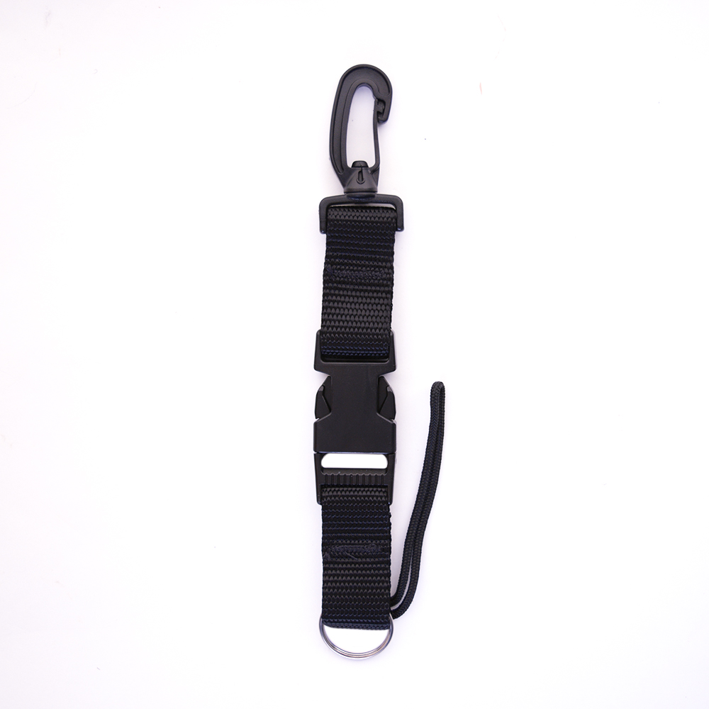 Scuba Diving Dive Black Lanyard Clip w/ Webbing Strap Quick Release Buckle  - scubachoice