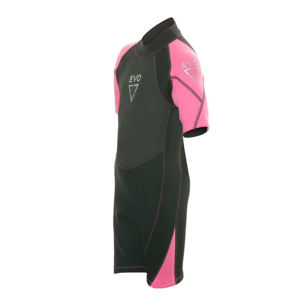 EVO Kid's Shorty Wetsuit Side - Pink