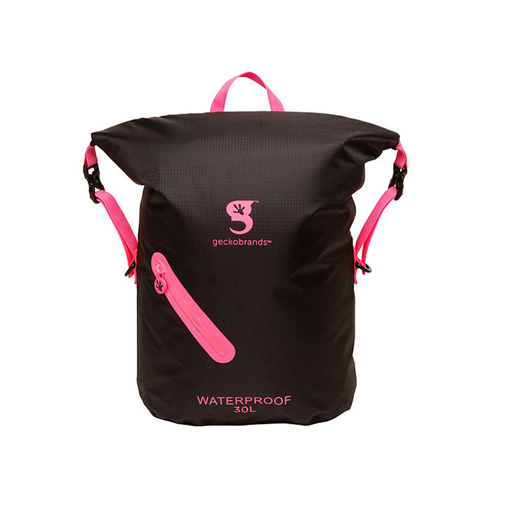 Geckobrands Waterproof Lightweight Backpack - Black/Pink