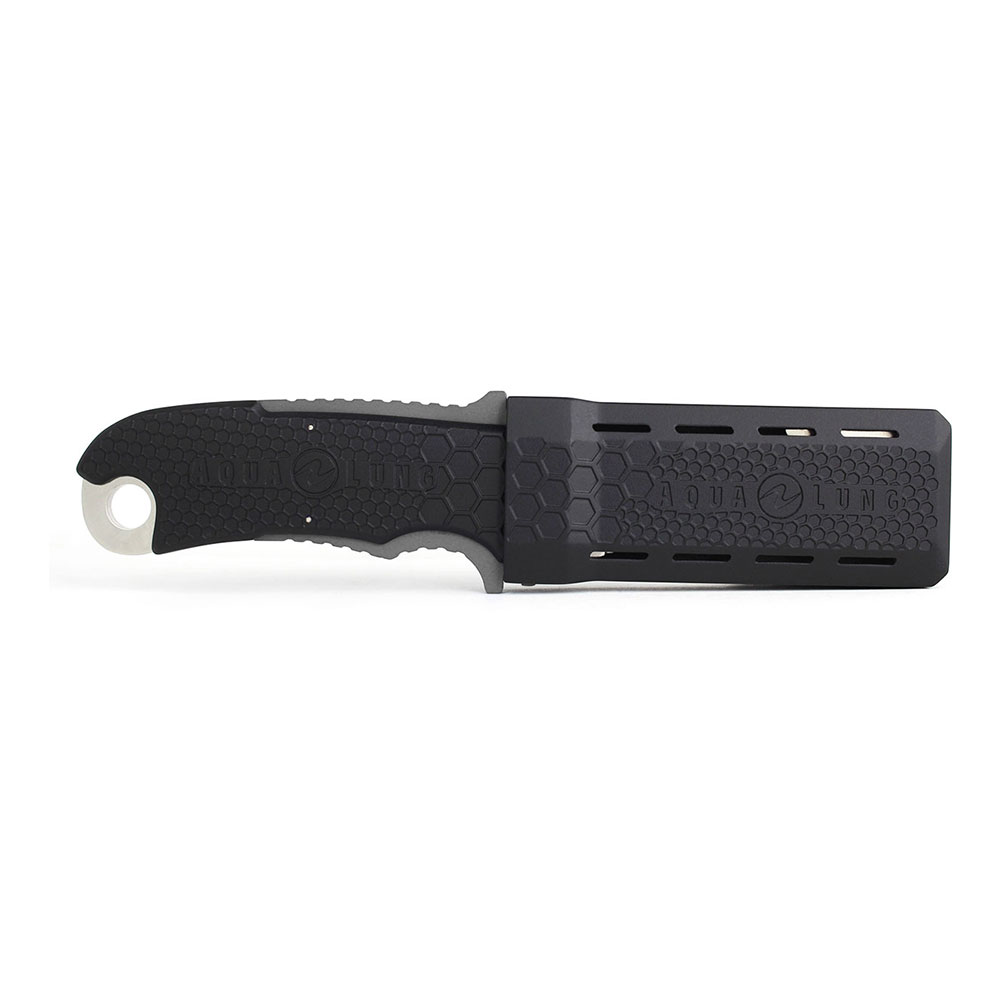 Aqua Lung Small Squeeze Stainless Steel Sheepsfoot Tip Dive Knife Sheathed