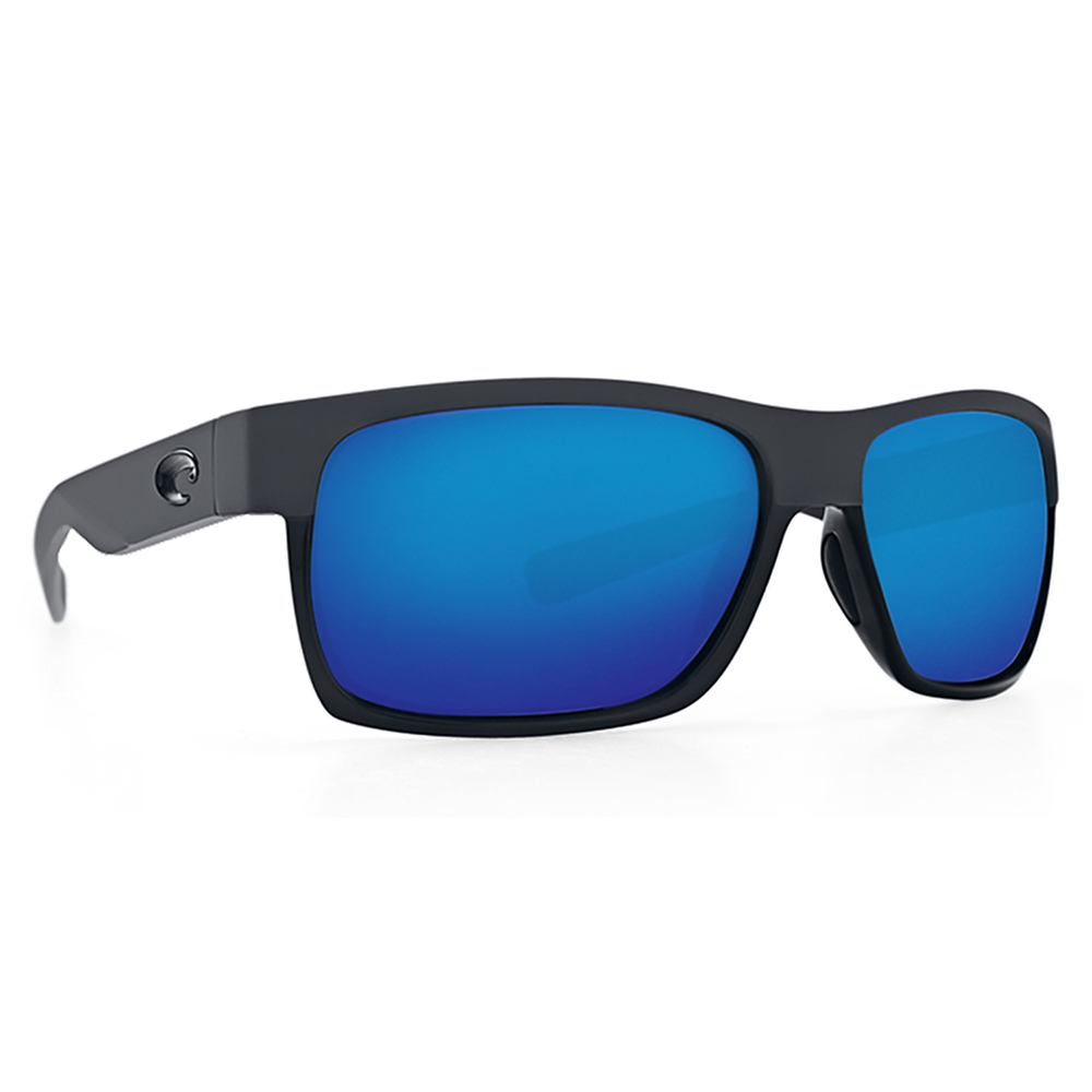 Costa Half Moon Polarized Sunglasses - Matte Black Frame/Blue Mirror Lenses
