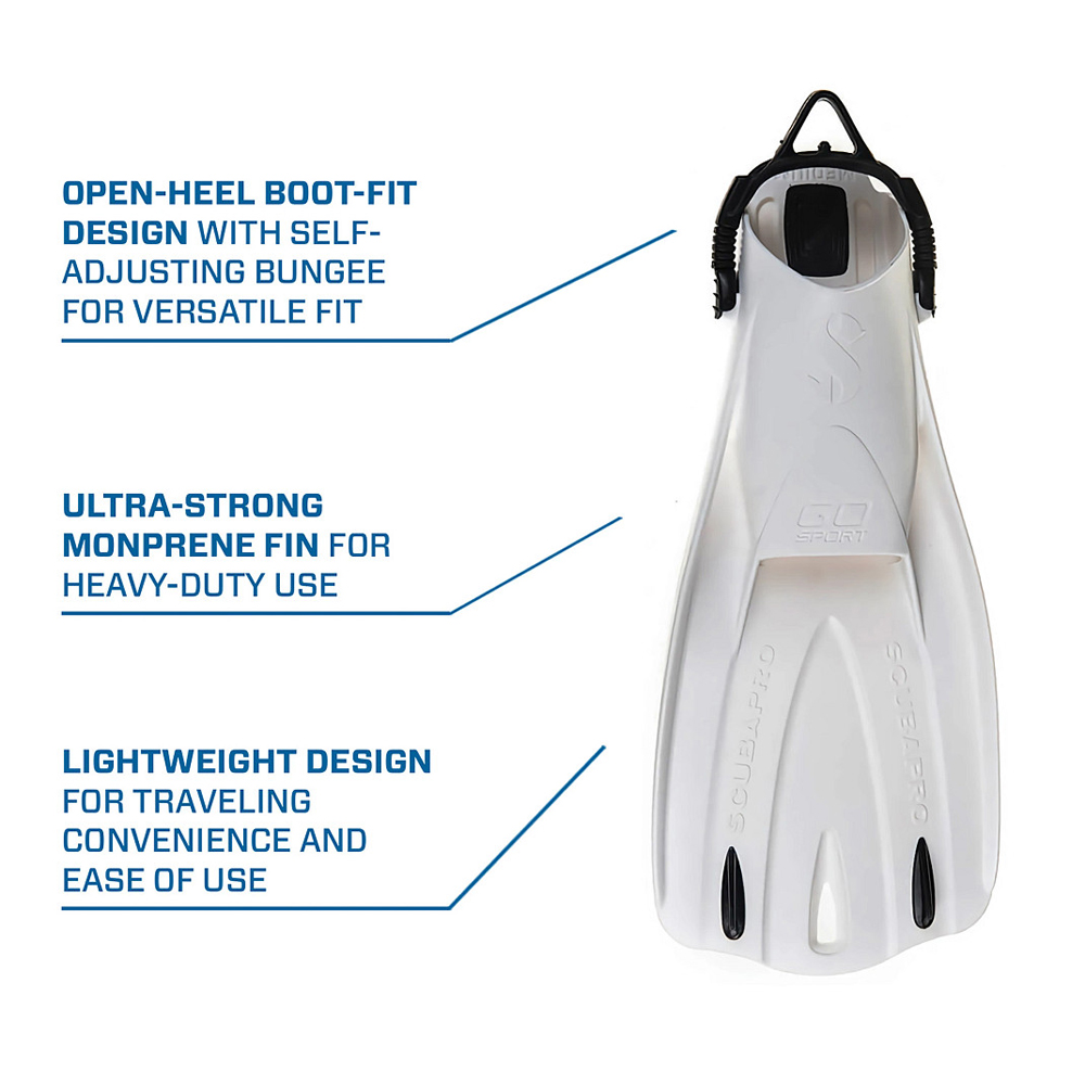 ScubaPro Go Sport Open Heel Dive Fins Single Fin View - White