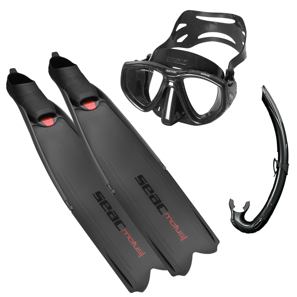 SEAC Tris Motus Freedive Set - Seac Motus Fins, Seac One Mask, Seac j type snorkel