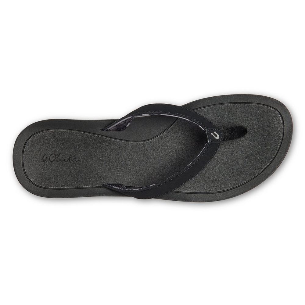 OluKai Pi’o Lua Sandals Top - Black/Black