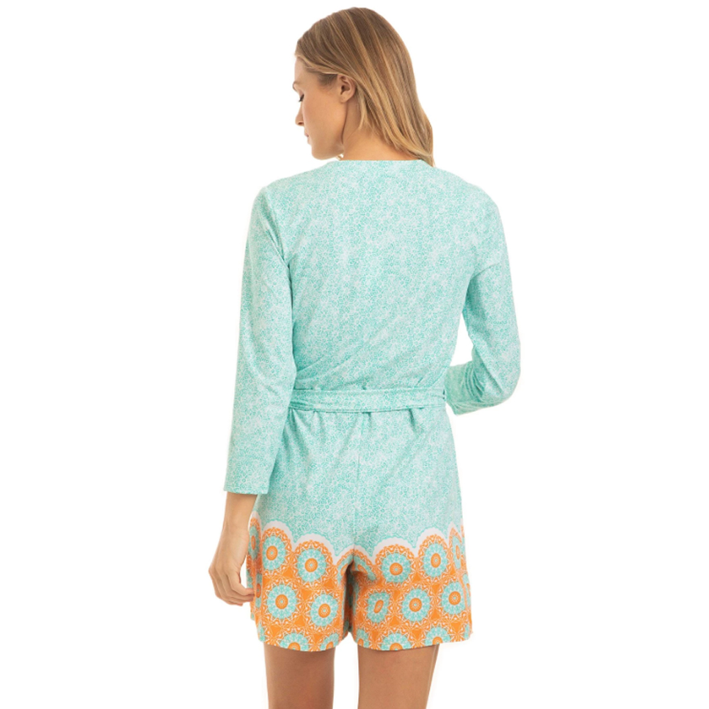 Cabana Life Wrap Romper - Aqua Citrus