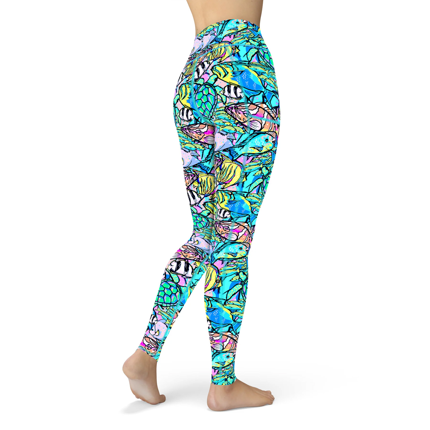 Spacefish Army Eco-Friendly Leggings (Women’s)- Neon fish frenzy