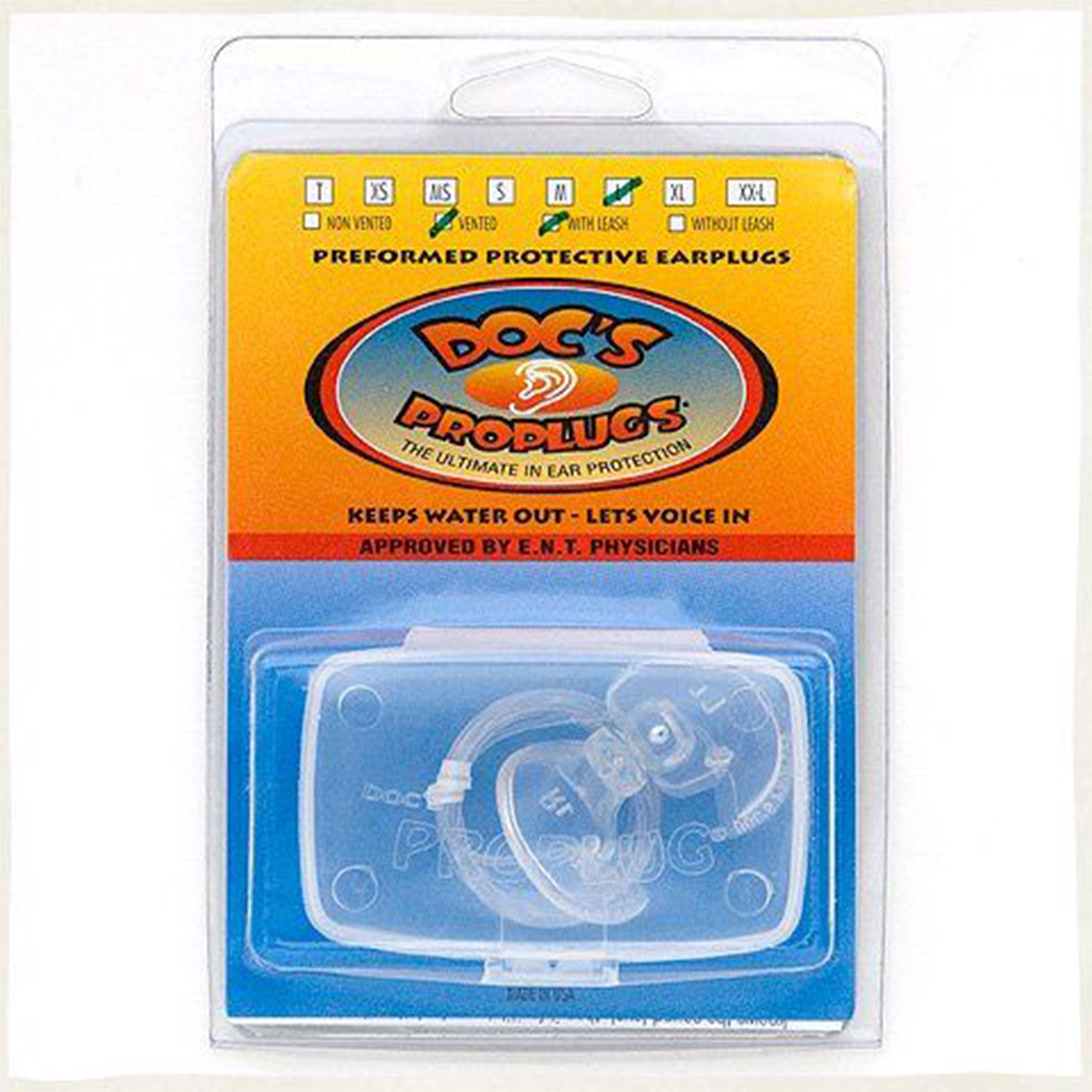 Doc's ProPlugs Vented Ear Plugs, Clear with Leash