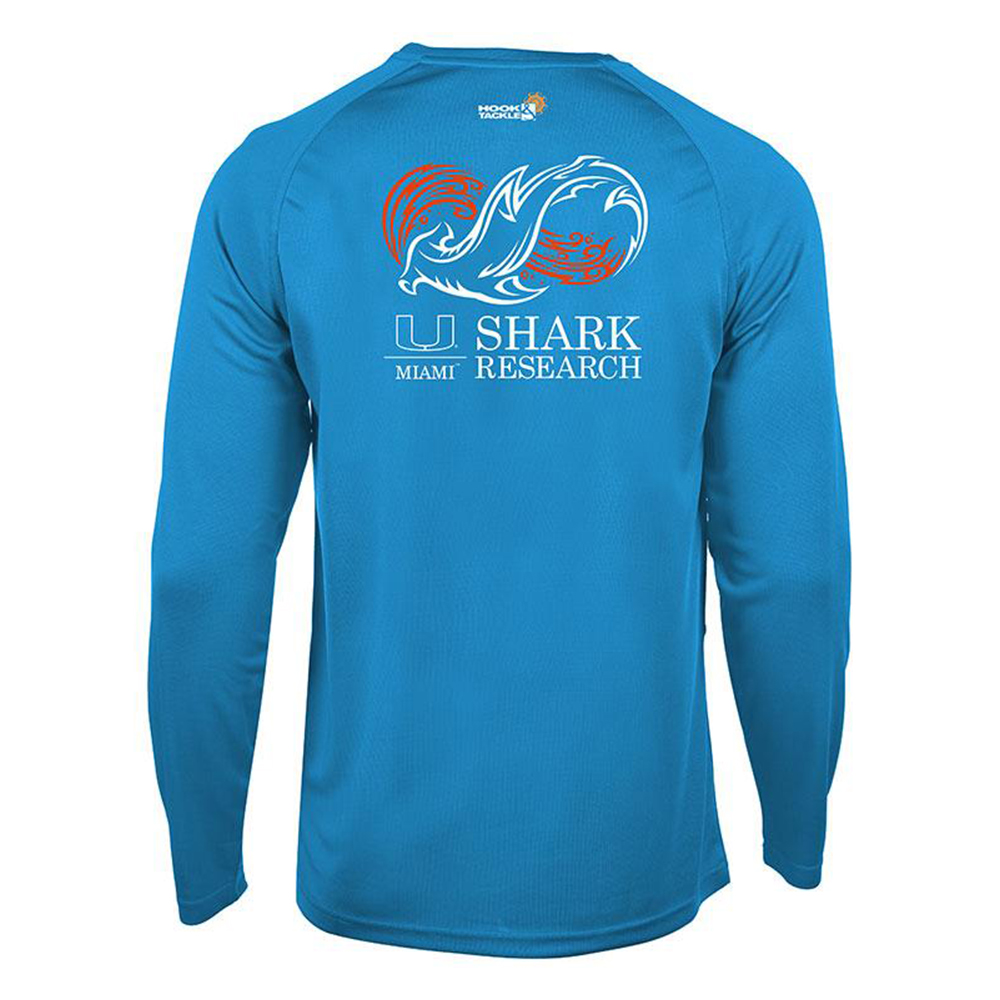 Hook & Tackle University of Miami Shark Research Seamount Long Sleeve Performance Shirt - Blue