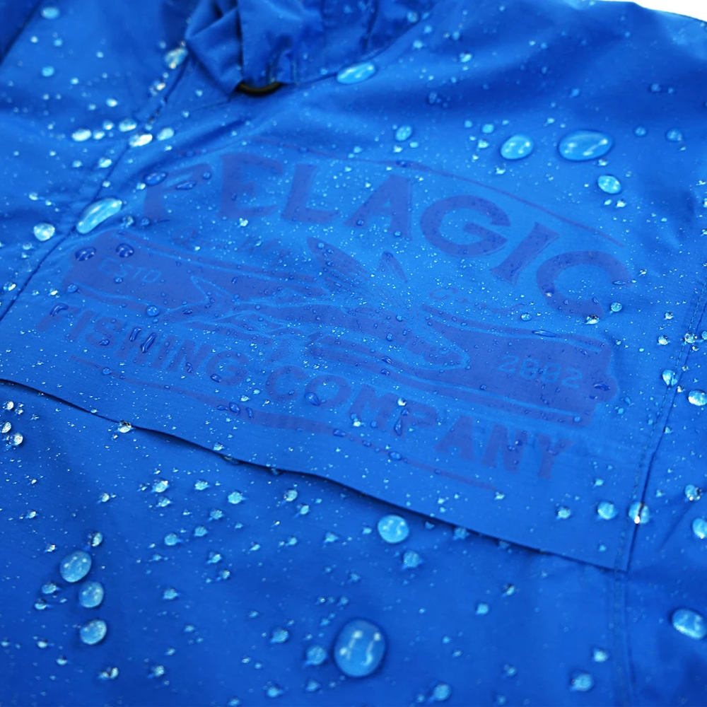 Pelagic Outrigger Lightweight Rain Jacket Weatherproofing Detail- Blue