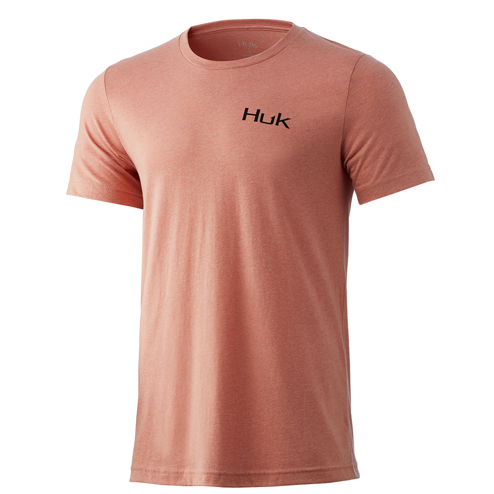 HUK KC Scott Merica Tee Front - Fusion Coral Heather