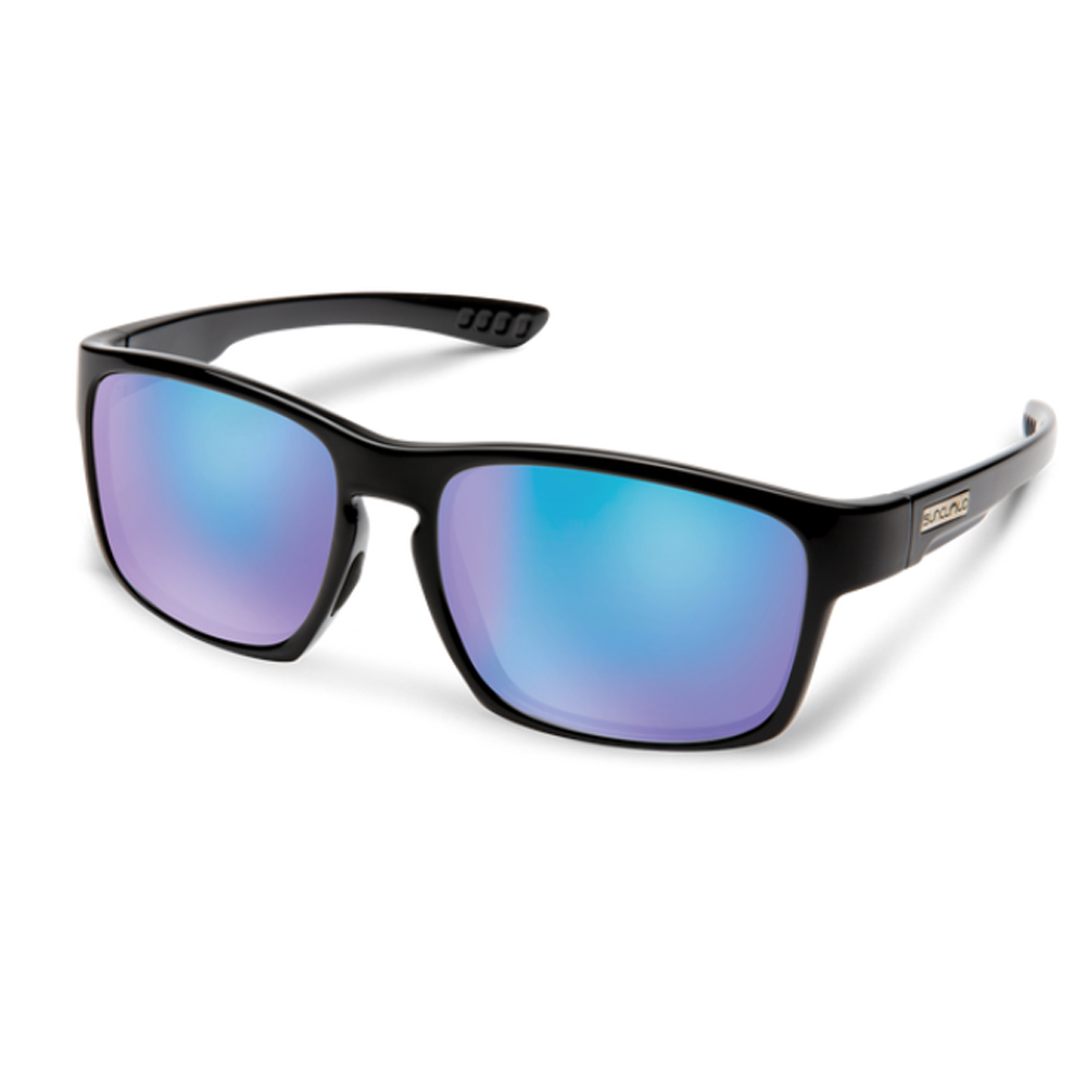 Suncloud Optics Fairfield Polarized Sunglasses - Black Frame / Blue Mirror Lenses