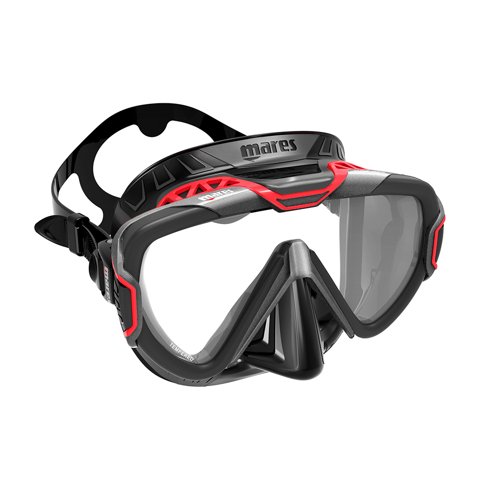 Mares Pure Wire Dive Mask, Single Lens - Grey/Red/Black