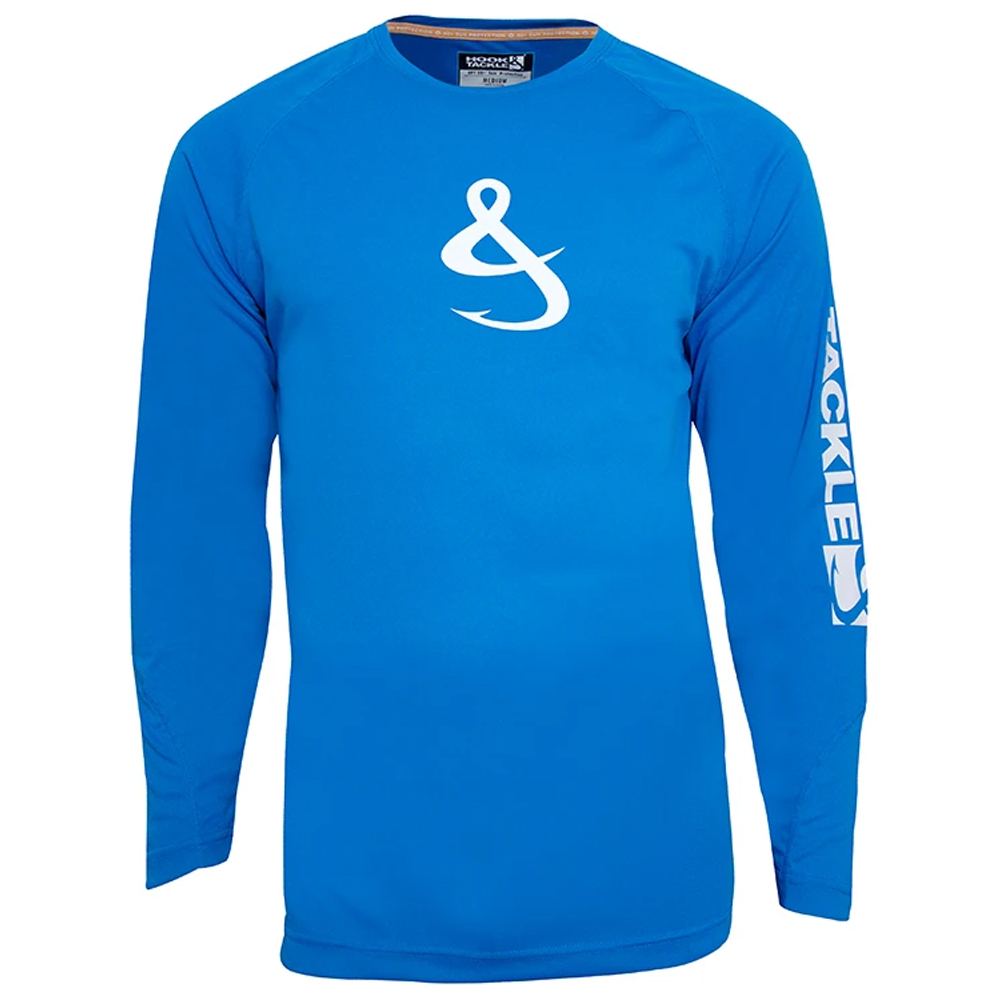 Hook & Tackle Dolphin Crosshatch Long Sleeve Performance Shirt (Men's) Front - Maliblue