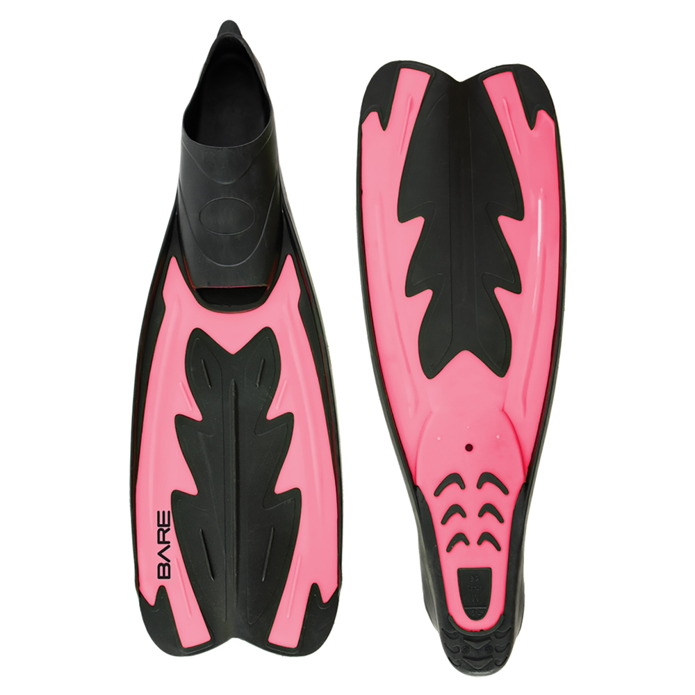 BARE Fastback Full Foot Fins (Snorkel/Dive) - Pink 