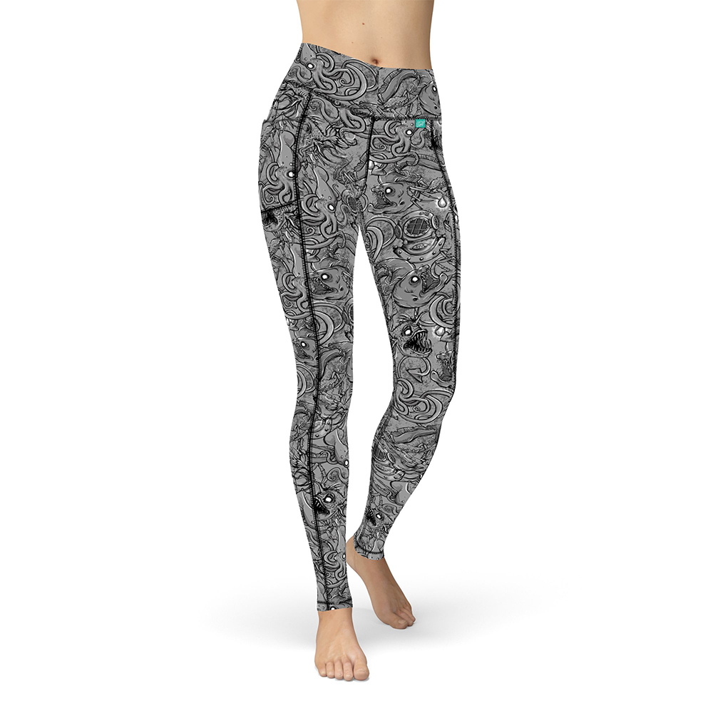 Spacefish Army Eco-Friendly Leggings (Women’s) Front - Deep Sea