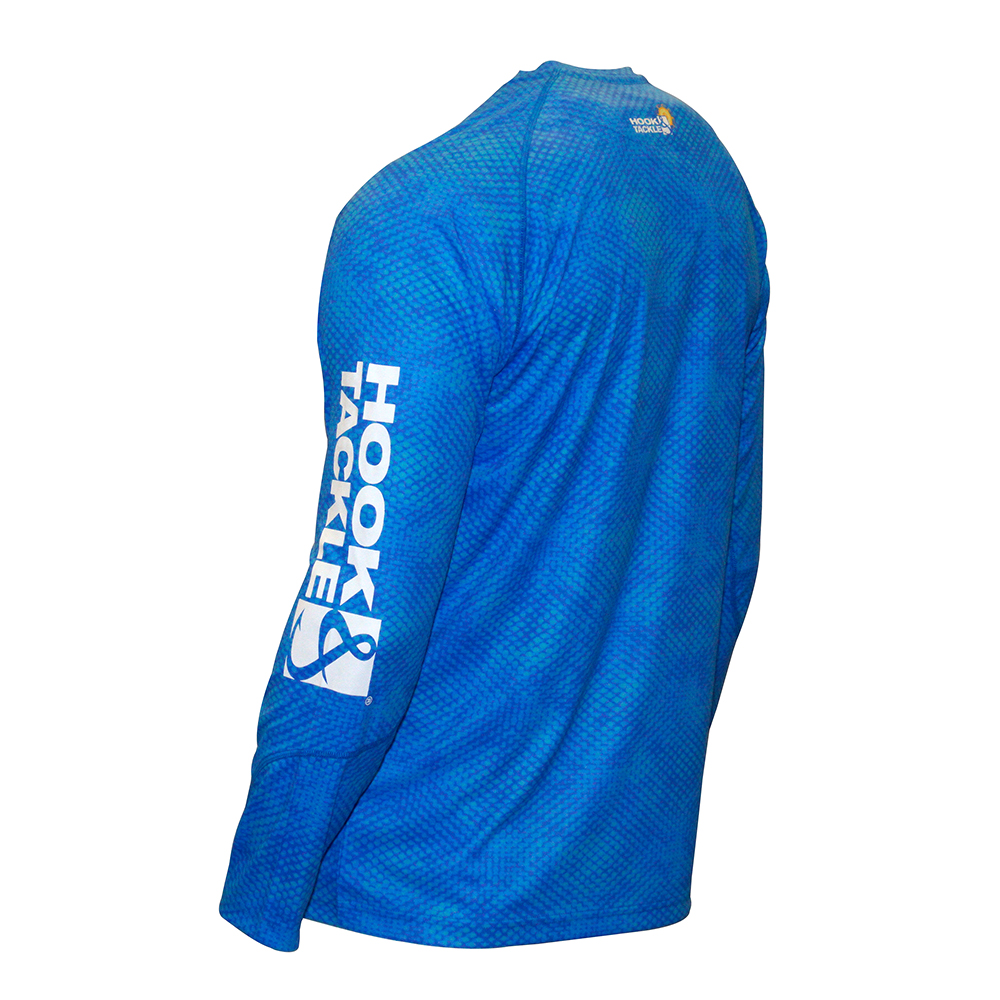 Hook & Tackle Fish Shadows Long Sleeve Performance Shirt Back - Blue