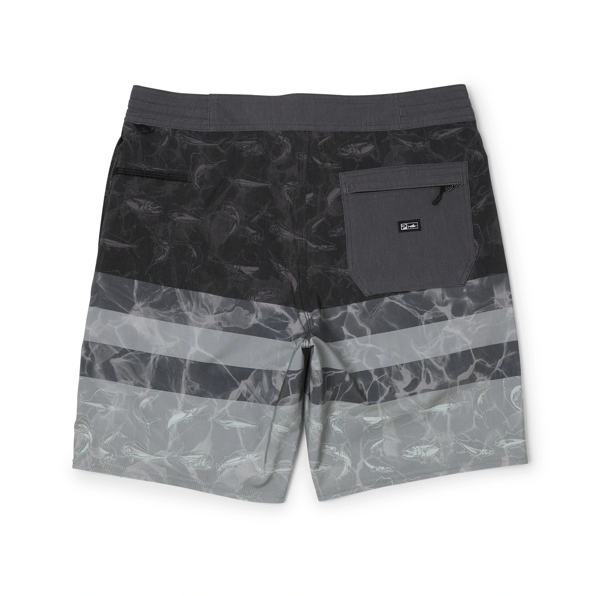 PELAGIC FISHING SHORTS Mens 4 TEK Camo Fish Gray Board Shorts Swim Trunks  34 $23.95 - PicClick