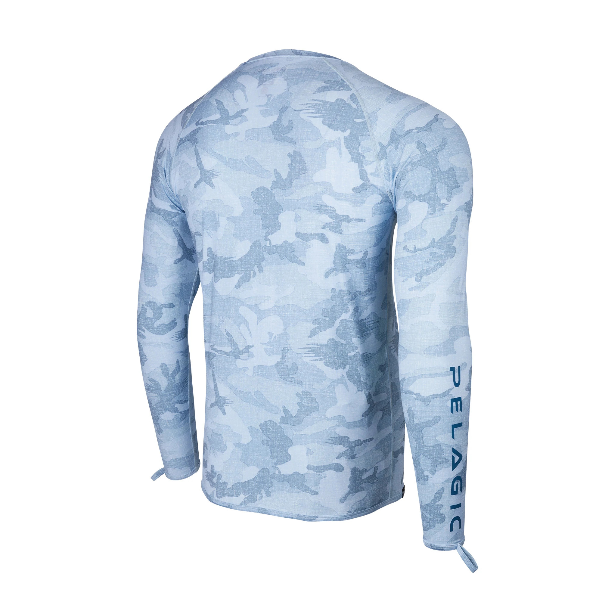 Fish Hunter Men's 1/4 Zip Long Sleeve Camo Rash Guard Shirt - Aqua Design