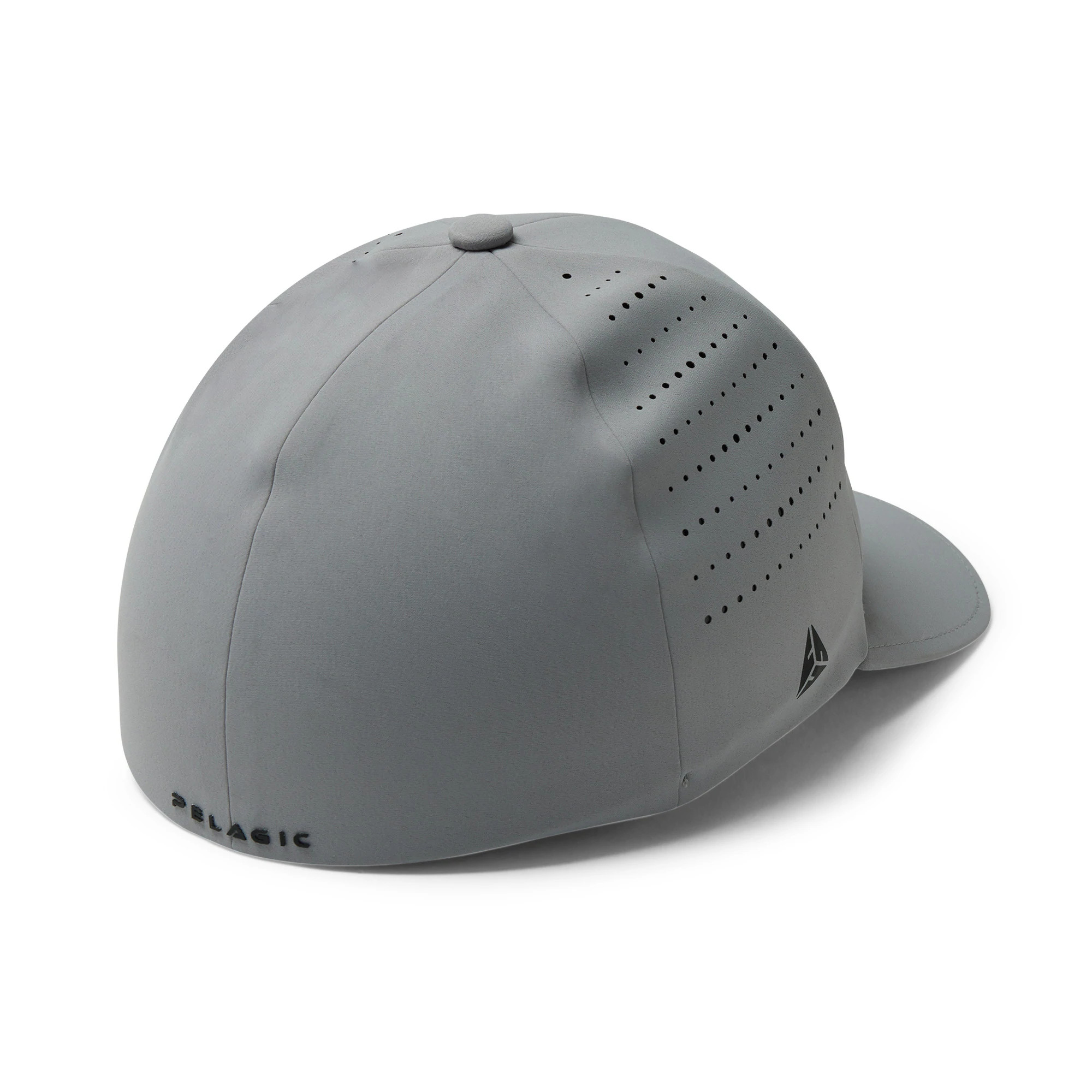 Pelagic Flexfit Delta Icon Fishing Hat Back - Light Gray