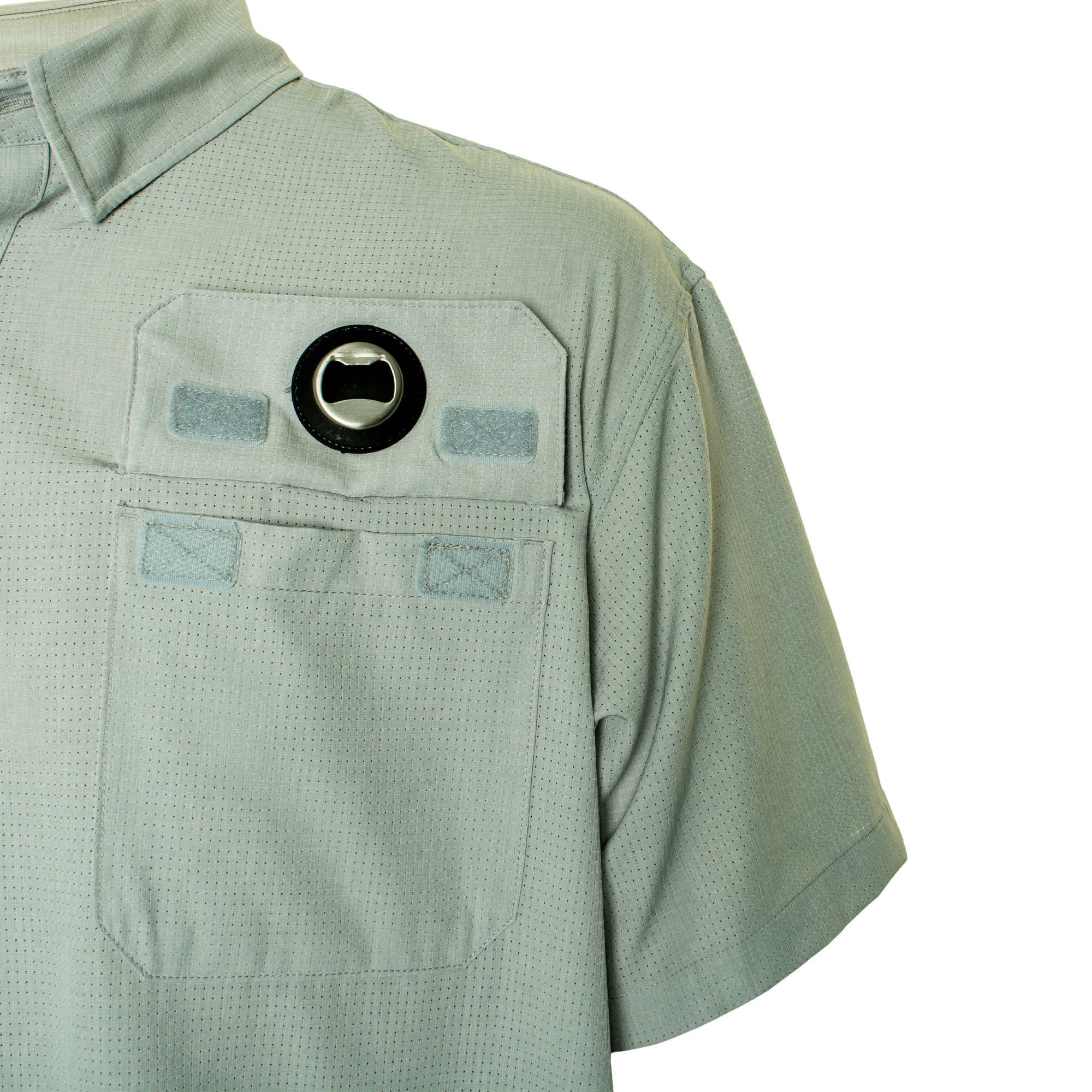 EVO Bimini Short Sleeve Woven Performance Shirt- Eucalyptus detail