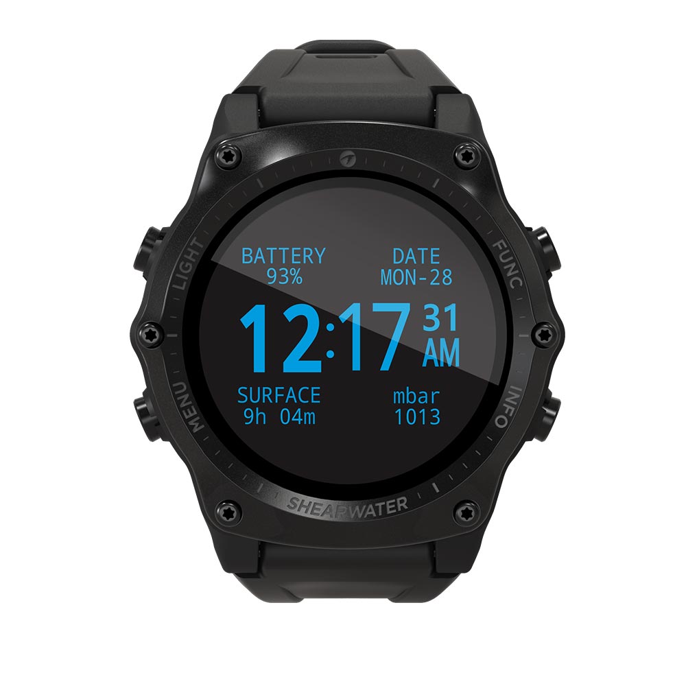 Shearwater Teric Wrist Dive Computer Digital Clock Face - Black Bezel