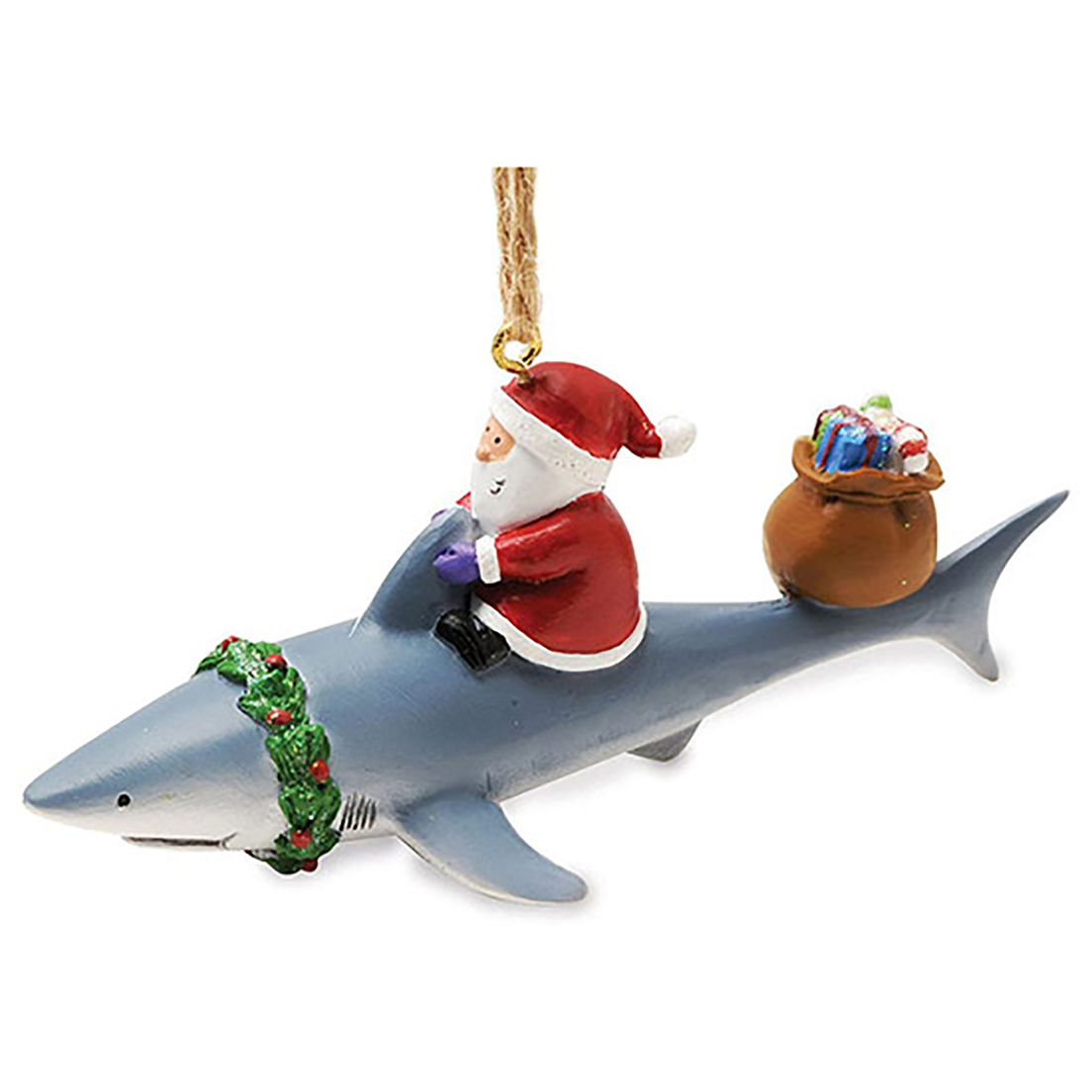 Cape Shore Santa Riding Shark Ornament