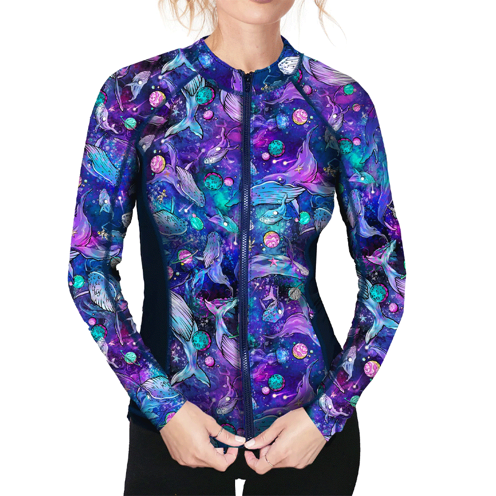 Spacefish Army Eco-Friendly Zip-Up Rashguard Front View